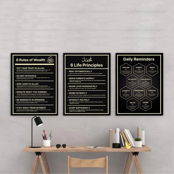 Set of 3 Life Principles Wall Frames - EVODIA PK STORE