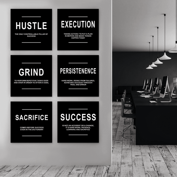 SET OF 6 MODERN ART OFFICE & HOME MOTIVATIONAL WALL ART - EVODIA PK STORE