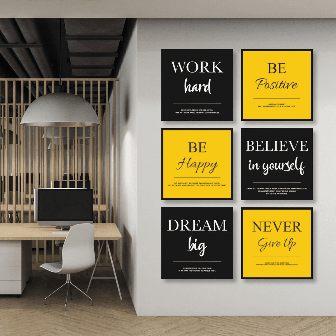 MOTIVATIONAL FRAMED QUOTES BUNDLE BLACK & YELLOW - EVODIA PK STORE