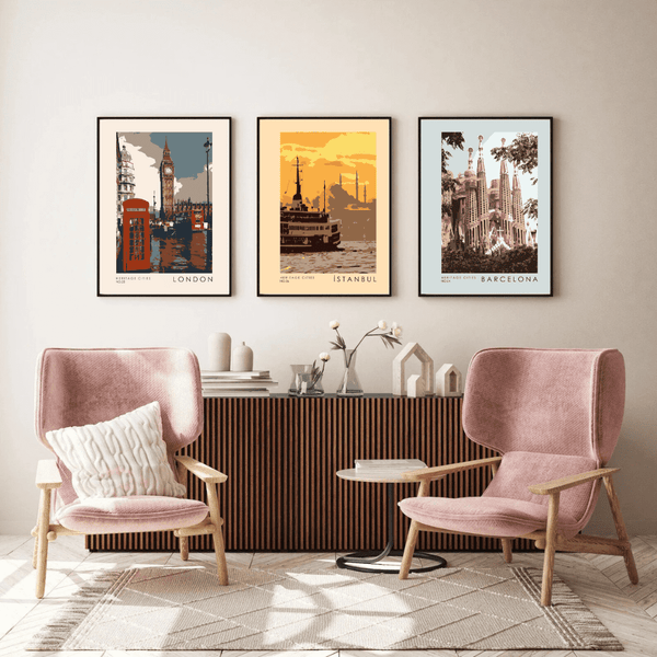 Set of 3 World Cities Vintage Travel Arts - EVODIA PK STORE